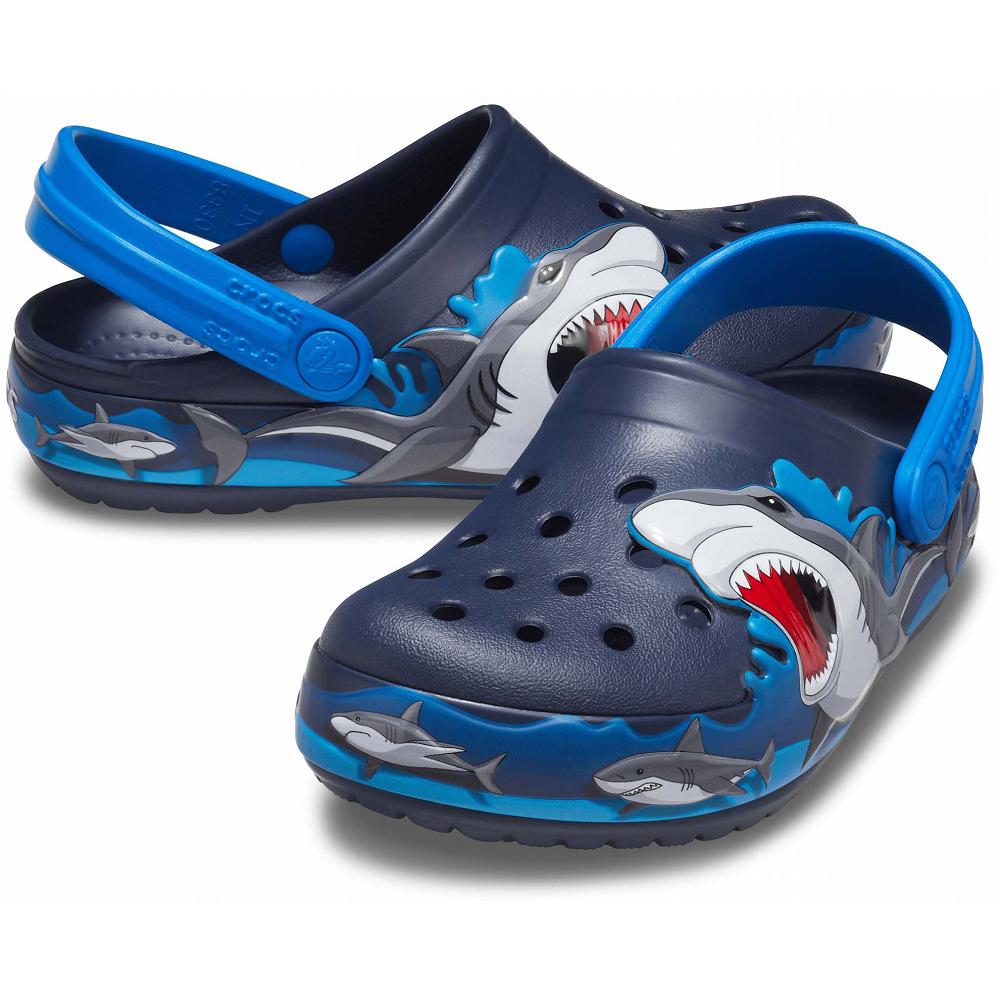 Sabots Crocs Fun Lab Shark Lights Garcon Bleu Marine | France 1354WNBY
